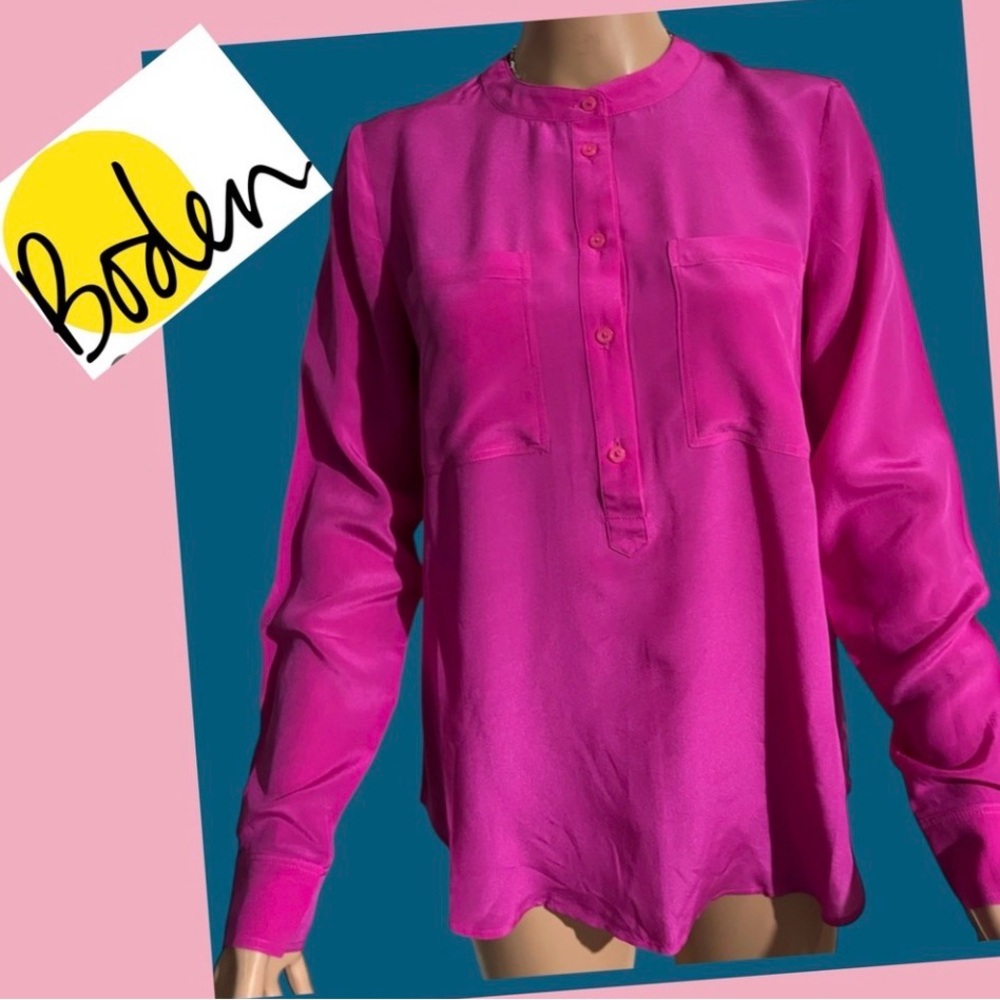 100% SILK Boden Pink
Long Sleeve Blouse with Mandarin Collar Size 4